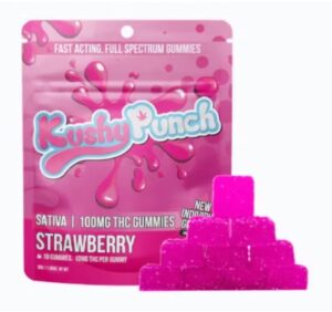 Kushy Punch 100mg Sativa Strawberry flavored THC Gummies