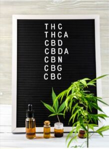 A decorative sign with THC acronyms on it 