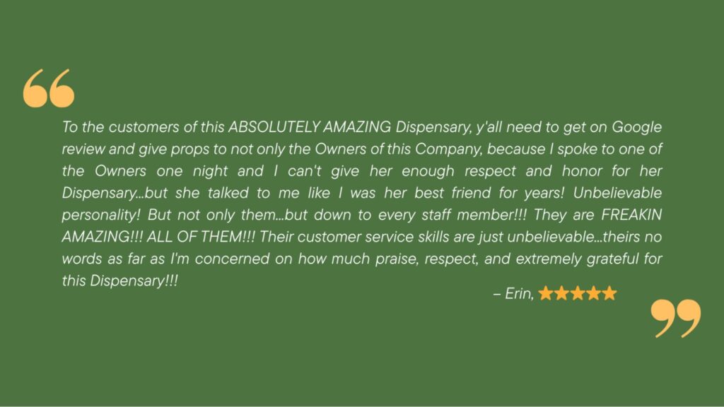 5-star Google Review about MA cannabis delivery service friendly drivers